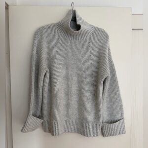Topshop Light Gray Ribbed Turtleneck Sweater